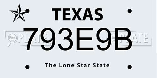 793E9B Texas License Plate