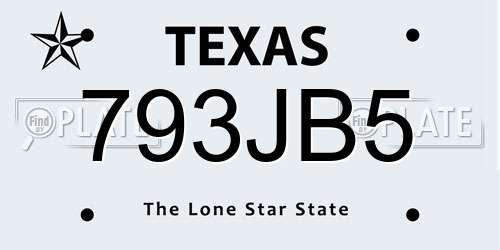 793JB5 Texas License Plate