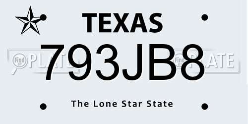 793JB8 Texas License Plate