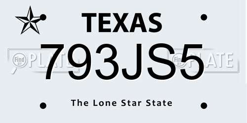 793JS5 Texas License Plate