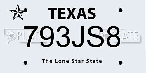 793JS8 Texas License Plate