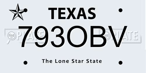 793OBV Texas License Plate