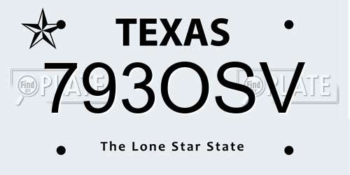 793OSV Texas License Plate