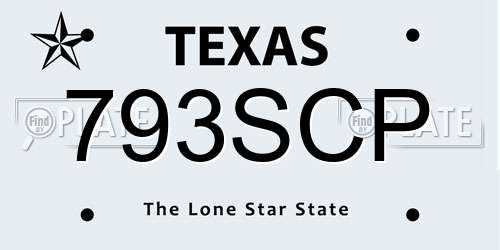 793SCP Texas License Plate