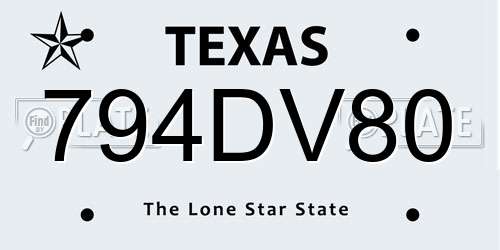 794DV80 Texas License Plate