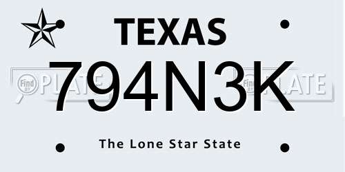 794N3K Texas License Plate