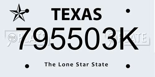 795503K Texas License Plate