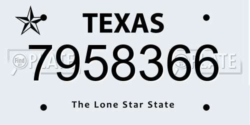7958366 Texas License Plate