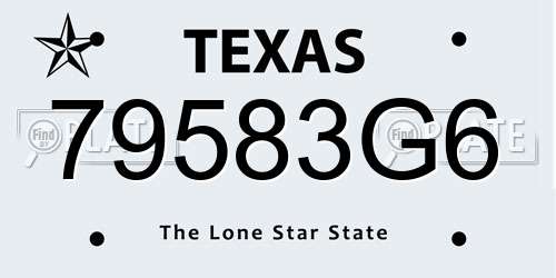 79583G6 Texas License Plate