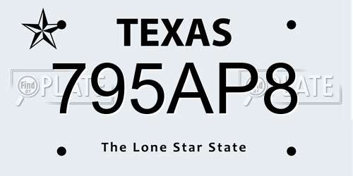 795AP8 Texas License Plate