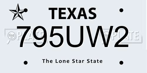 795UW2 Texas License Plate
