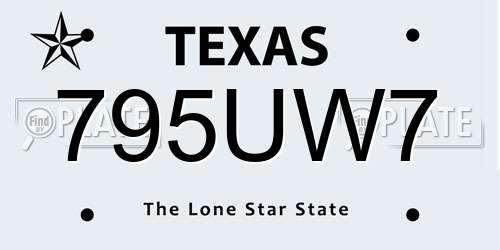 795UW7 Texas License Plate