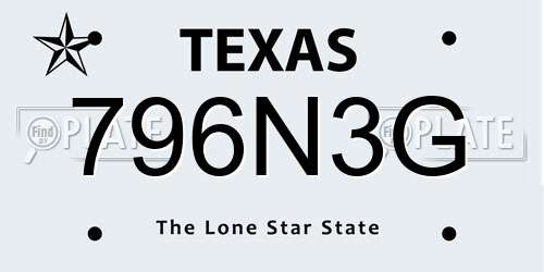 796N3G Texas License Plate