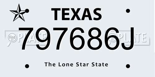 797686J Texas License Plate