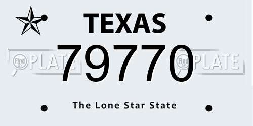 79770 Texas License Plate