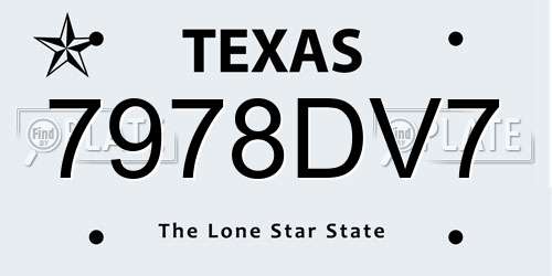 7978DV7 Texas License Plate