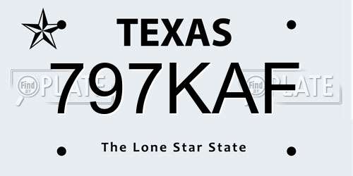 797KAF Texas License Plate