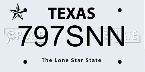 797SNN Texas License Plate