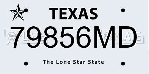 79856MD Texas License Plate
