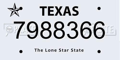 7988366 Texas License Plate