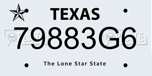 79883G6 Texas License Plate