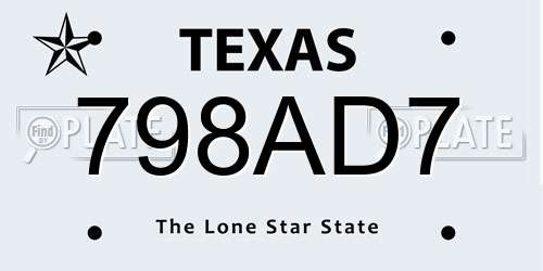 798AD7 Texas License Plate