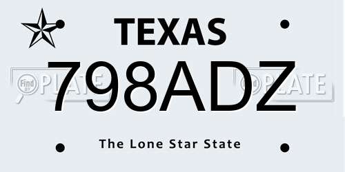 798ADZ Texas License Plate