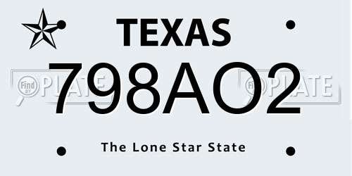798AO2 Texas License Plate