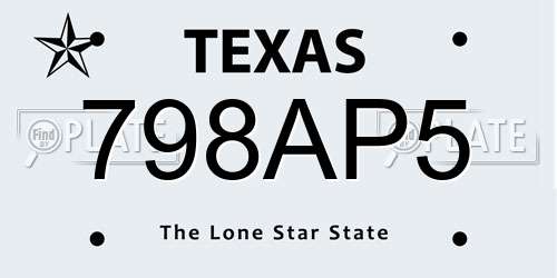 798AP5 Texas License Plate