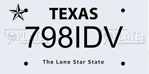 798IDV Texas License Plate