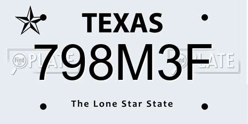 798M3F Texas License Plate