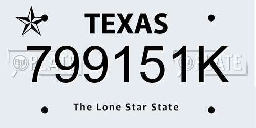 799151K Texas License Plate
