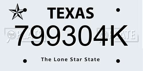 799304K Texas License Plate