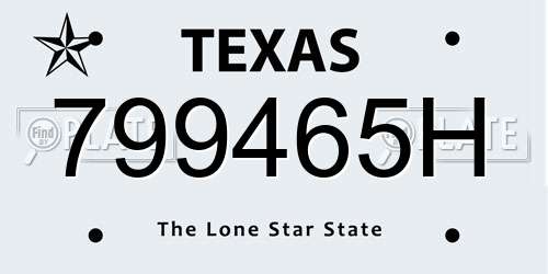 799465H Texas License Plate