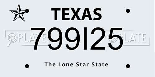 799I25 Texas License Plate