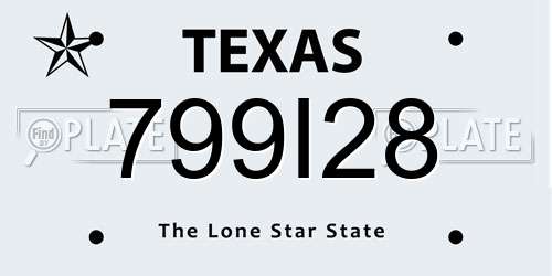 799I28 Texas License Plate