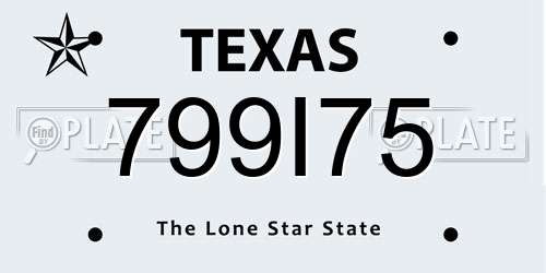 799I75 Texas License Plate