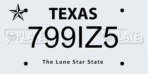 799IZ5 Texas License Plate
