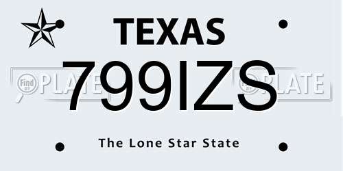 799IZS Texas License Plate
