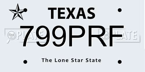 799PRF Texas License Plate