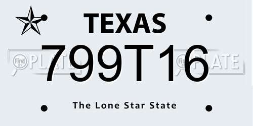 799T16 Texas License Plate