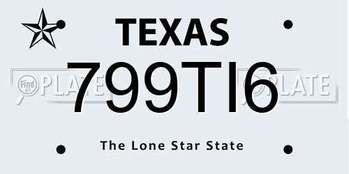 799TI6 Texas License Plate