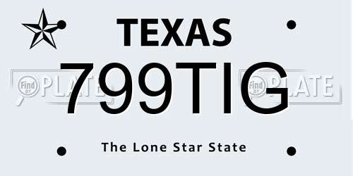 799TIG Texas License Plate