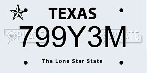 799Y3M Texas License Plate