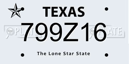 799Z16 Texas License Plate
