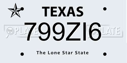 799ZI6 Texas License Plate