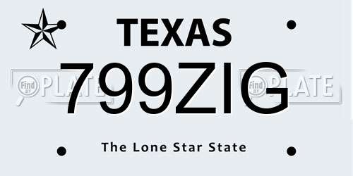 799ZIG Texas License Plate