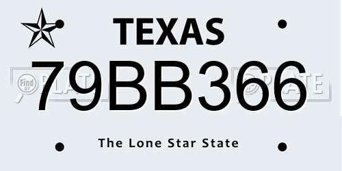 79BB366 Texas License Plate