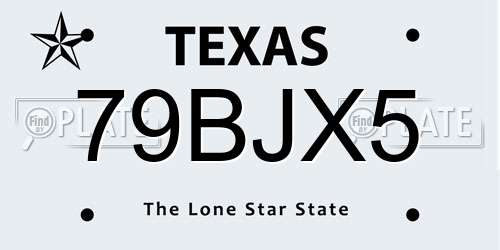 79BJX5 Texas License Plate