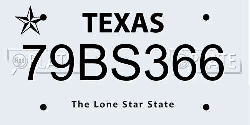 79BS366 Texas License Plate